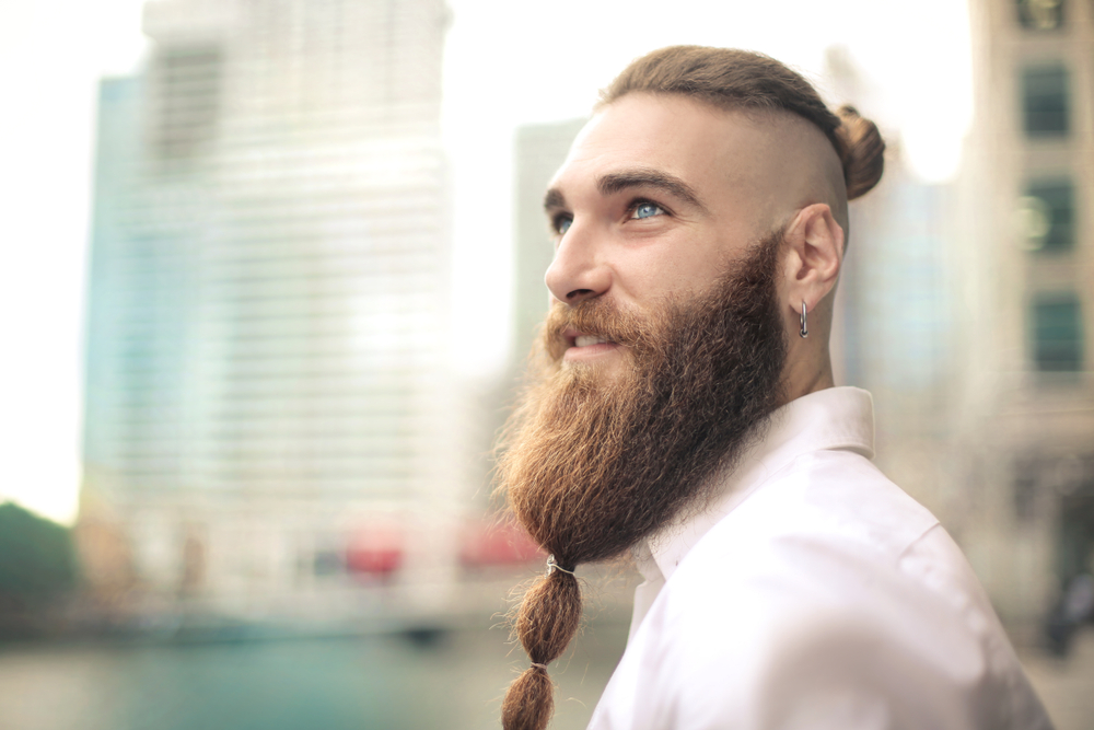 The Viking beard is trimmer on the sides with the chin region left to grow out.
