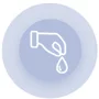 Icon of a hand with a droplet in a blue circle.