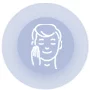 Outline of a smiling face with a hand applying cream.