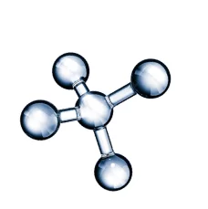 Molecule with five spherical atoms connected by rods.