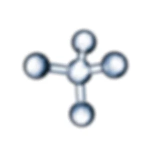 Molecule with four atoms bonded to a central atom.